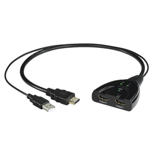 Hama HDMI elosztó - 121776 (2xHDMI, 4K/30, fekete)