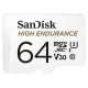 SanDisk MicroSD kártya - 64GB microSDXC High Endurance (100 MB/s, Class 10 U3, V30) + adapter