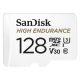 SanDisk MicroSD kártya - 128GB microSDXC High Endurance (100 MB/s, Class 10 U3, V30) + adapter