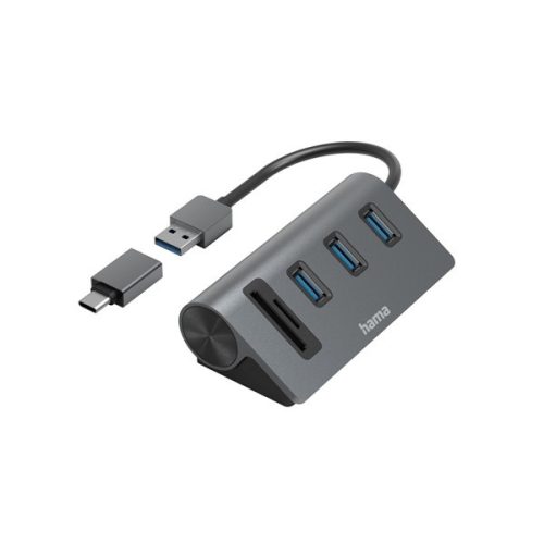 HAMA 00200140, FIC USB 3.2 GEN1 HUB (3USB PORT)+ TYPE-C OTG ADAPT. , KÁR.OLV. KOMBÓ