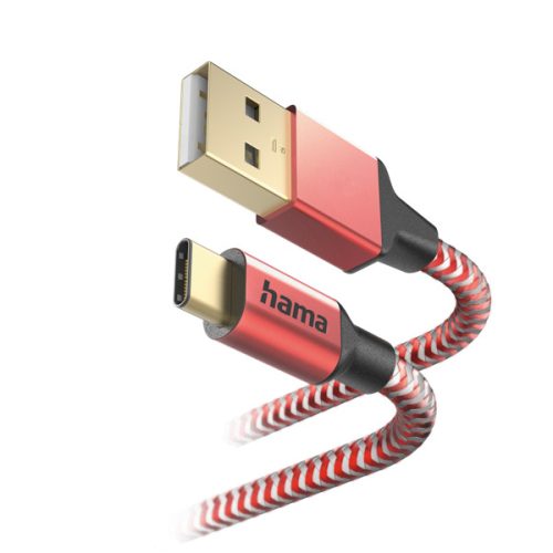 Hama Kábel - 201559 Reflective (USB-C/USB-A, USB 2.0, 1,5m, piros)