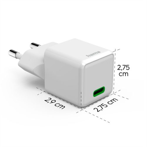 HAMA 201980, SUPER MINI UNIV. HÁLÓZATI USB TYPE-C TÖLTŐ "PD,QC", FEH. 20W