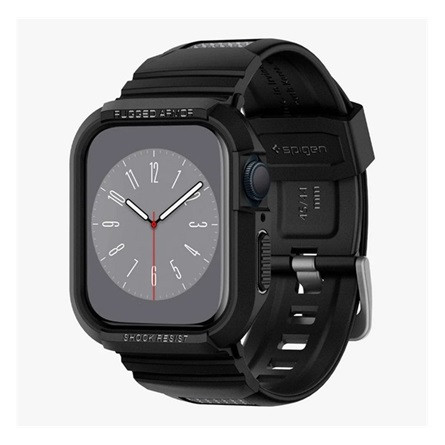 Spigen Apple Watch Series SE 2 44mm SPIGEN RUGGED ARMOR PRO pótszíj egyedi méret, ütésállóság + szilikon keret, FEKETE