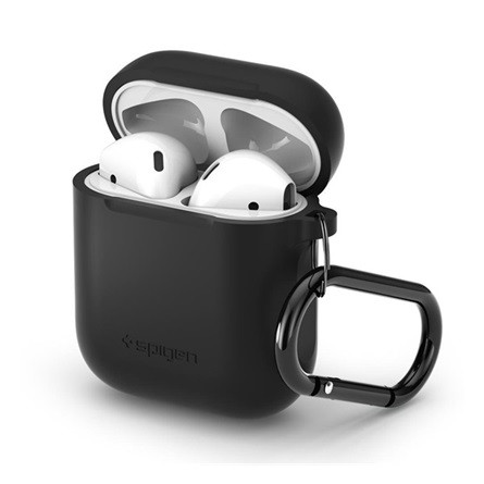 SPIGEN szilikon tok matt, töltő csatlakozás, FEKETE Apple AirPods/AirPods 2