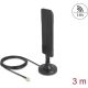 Delock WiFi 5,8 GHz-es antenna RP-SMA-dugó 3 dBi mindenirányú RG-174 csatlakozó kábellel 3 m, billenőcsuklóval és mágnes