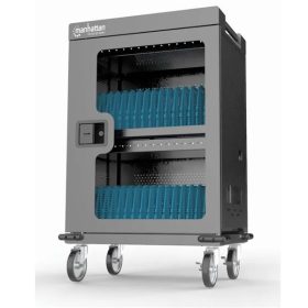   Manhattan Töltőszekrény - 32db USB-C, 576W (3A / 18 W), zárható üvegajtó, Fekete