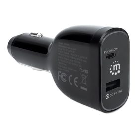   Manhattan Telefon töltő autós - 1db USB-A, 1db USB-C, 78W total
