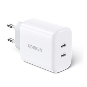   UGREEN CD243 hálózati töltő 2 Type-C aljzat 40W, PD gyorstöltő 3.0, FEHÉR