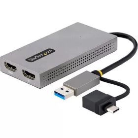   StarTech USB-A 3.0 USB-C -> 2db HDMI 1.4 M/F adapter 0.1m szürke