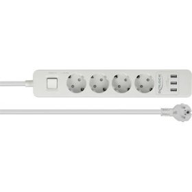   Delock Fehér színu négy foglalatú hosszabbítós konnektor USB töltovel és kisülés védelemmel