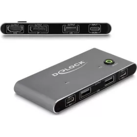   Delock USB-C -s KVM kapcsoló HDMI és DisplayPort-hoz 8K MST USB 2.0 csatlakozó felülettel