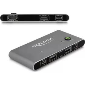   Delock USB-C -s KVM kapcsoló HDMI-hez 8K 60 Hz USB 2.0 csatlakozó felülettel