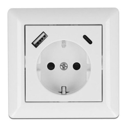 Delock Konnektor két USB töltő csatlakozóval 3,4 A, 1 db. A-típusú USB és 1 db. USB Type-C