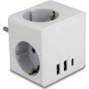Delock 3-oldalú multi-csatlakozó kocka gyerekzárral és USB töltőfelülettel, fehér