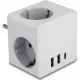 Delock 3-oldalú multi-csatlakozó kocka gyerekzárral és USB töltőfelülettel, fehér