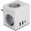 Delock 3-oldalú multi-csatlakozó kocka gyerekzárral és USB töltőfelülettel, fehér