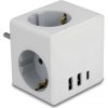 Delock 3-oldalú multi-csatlakozó kocka gyerekzárral és USB töltőfelülettel, fehér