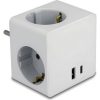 Delock Többszörös csatlakozót tartalmazó kocka, három irányú gyerekzárral és USB PD 3.0 töltővel, 20 W, fehér színben