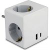 Delock Többszörös csatlakozót tartalmazó kocka, három irányú gyerekzárral és USB PD 3.0 töltővel, 20 W, fehér színben