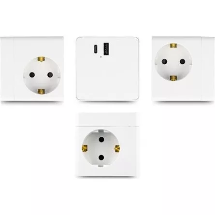 Delock Kibővítő csatlakozó kocka 3 irányú gyerekzárral és USB PD 3.0 töltővel 20 W, 1,5 m hosszú kábellel, fehér színű
