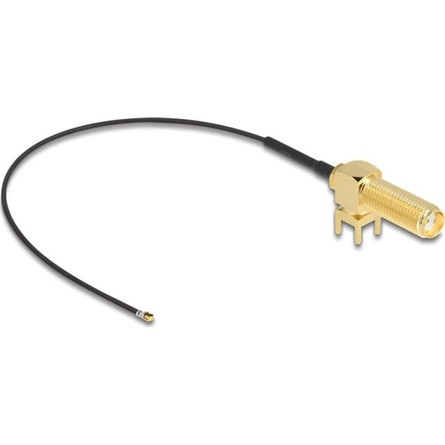 Delock Antenna kábel SMA 90  PCB anya válaszfali csatlakozóval apa I-PEX Inc., MHF  4L-dugó 1.13 15 cm menethossz 15 mm