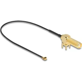   Delock Antenna kábel SMA 90  PCB anya válaszfali csatlakozóval apa I-PEX Inc., MHF  I-dugó 1.13 25 cm menethossz 15 mm