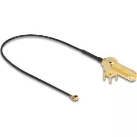   Delock Antenna kábel RP-SMA 90  PCB anya válaszfali csatlakozóval apa I-PEX Inc., MHF  I-dugó 1.13 25 cm menethossz 15 m