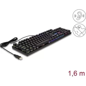   Delock Mechanikus USB játék klaviatúra 1,6 m vezetékkel fekete RGB megvilágítással