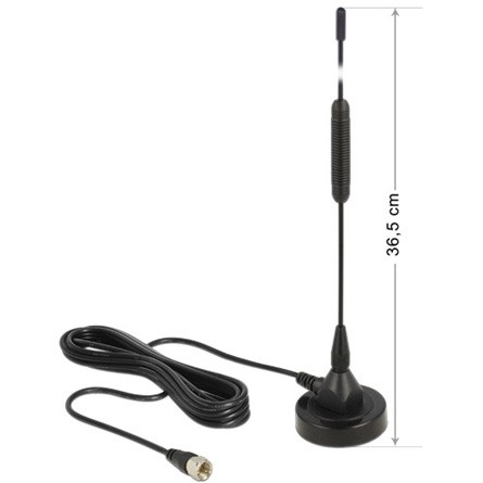 Delock ADA Delock 12412 F dugó mindenirányú mágneses talpú fix DAB+ antenna  - Fekete