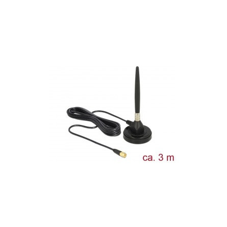 Delock GSM antenna SMA-dugó 3 dBi irányítatlan, rögzített, mágneses talppal és csatlakozókábellel (R