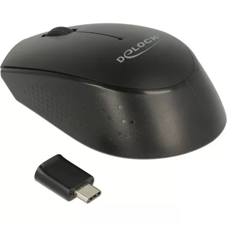 Delock Optikai USB Type-C háromgombos mini egér, 2,4 GHz-es, vezeték nélküli