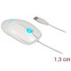 Delock Optika LED-es egér 3 gombos, A-típusú USB, fehér színu
