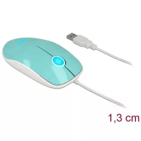   Delock Optika LED-es egér 3 gombos, A-típusú USB, türkiz szí