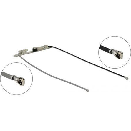 Delock WLAN ikerantenna, 2 x MHF® 4L csatlakozódugó 802.11 ac/a/h/b/g/n, 1,12 - 3,18 dBi 1.13 , 36 c