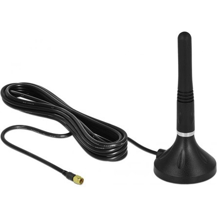 Delock LTE antenna SMA-dugó 2 - 3 dBi 11 cm irányítatlan, rögzített, mágneses talppal és csatlakozók