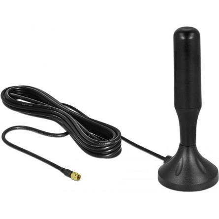 Delock LTE antenna SMA-dugó 3 - 5 dBi 12,4 cm irányítatlan, rögzített, mágneses talppal és csatlakoz