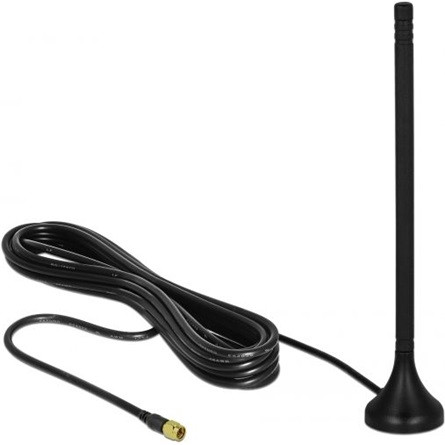 Delock LTE antenna SMA-dugó 3 - 5 dBi 12,5 cm irányítatlan, rögzített, mágneses talppal és csatlakoz