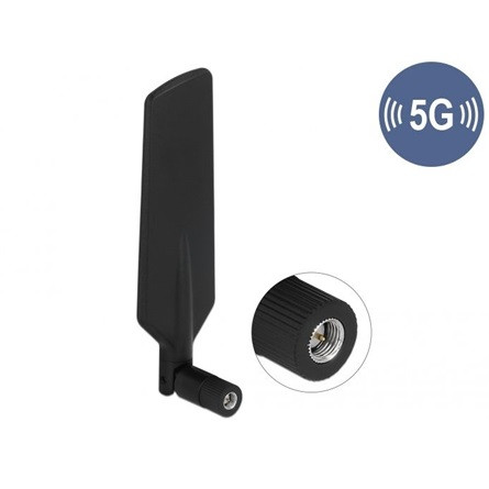 Delock 5G LTE antenna SMA-dugó -1 - 3 dBi mindenirányú, elforgatható, dönthető csatlakozással (feket