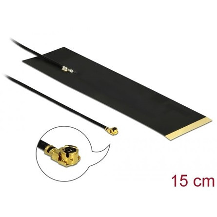 Delock LTE Antenna, MHF® I csatlakozódugó, 1,9 - 3,9 dBi, 1.13 15 cm-es NYÁK-lap, belso öntapadós