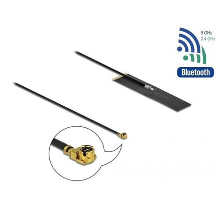 Delock Két sávú WLAN ac/ax/a/b/g/n Antenna MHF® I apa 1,7 - 4,7 dBi PIFA FPC mindenirányú