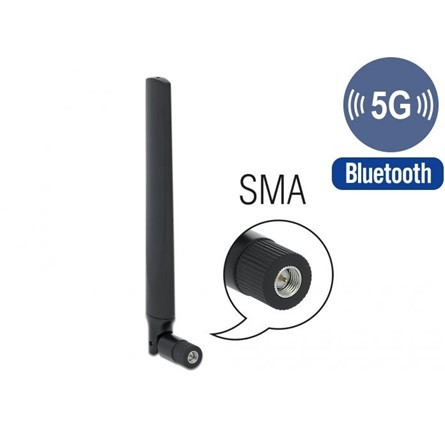 Delock 5G LTE antenna SMA-dugó -3,3 - 1,3 dBi irányított, csuklós csatlakozó, fekete