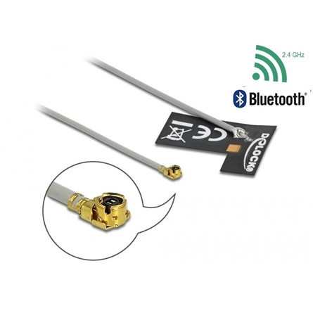 Delock WLAN 802.11 b/g/n Antenna, MHF® I csatlakozódugó, 2 dBi, 1.13 10 cm-es NYÁK-lap, belső öntapa