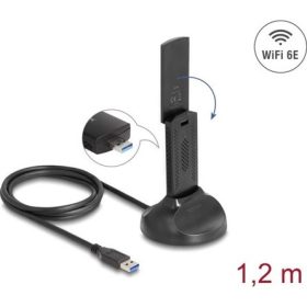   Delock Wi-Fi 6E duális Band WLAN USB adapter AX5400 (2 x 2402 + 574 Mbps)