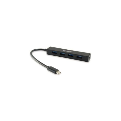 Equip-Life USB Hub - 128954 (4 Port, USB3.0, USB-C, USB tápellátás, kompakt dizájn, fekete)