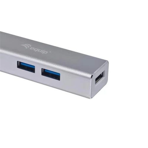 Equip-Life USB Hub - 128958 (USB-C 3.0, 4 Port, USB tápellátás, kompakt dizájn, ezüst)