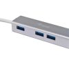 Equip-Life USB Hub - 128958 (USB-C 3.0, 4 Port, USB tápellátás, kompakt dizájn, ezüst)