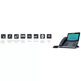   YEALINK Telefon - SIP-T57W VoIP 16 vonalas LCD Érintőképernyős, BT, Wi-Fi, USB, 2xLAN, POE