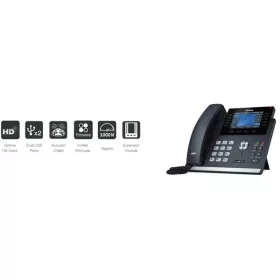   YEALINK Telefon - SIP-T46U VoIP 16 vonalas LCD kijelző, Wi-Fi, 2xUSB, POE