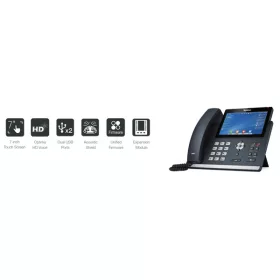   YEALINK Telefon - SIP-T48U VoIP 16 vonalas LCD Érintőképernyős, Wi-Fi, 2xUSB, POE