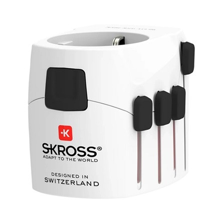 SKROSS PRO+ utazó töltő USB+Type-C aljzat 250V/7A, földelt, FEHÉR